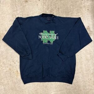 Vintage 90s Galt Sand Notre Dame Blue Green Crewneck Sweatshirt College Large